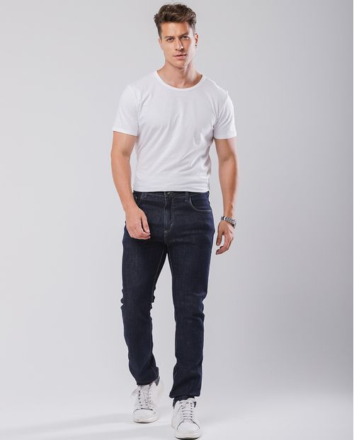 Calça Jeans Slim Fit Masculina Detalhe Bolso Traseiro 23808 Amaciado