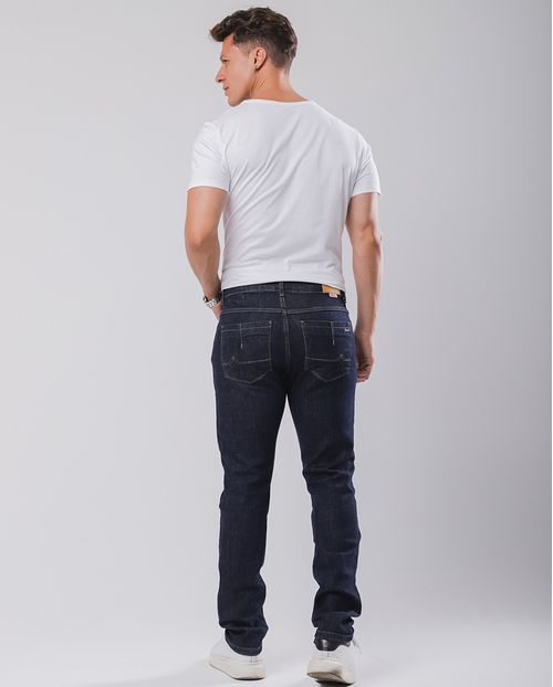 Calça Jeans Slim Fit Masculina Detalhe Bolso Traseiro 23808 Amaciado