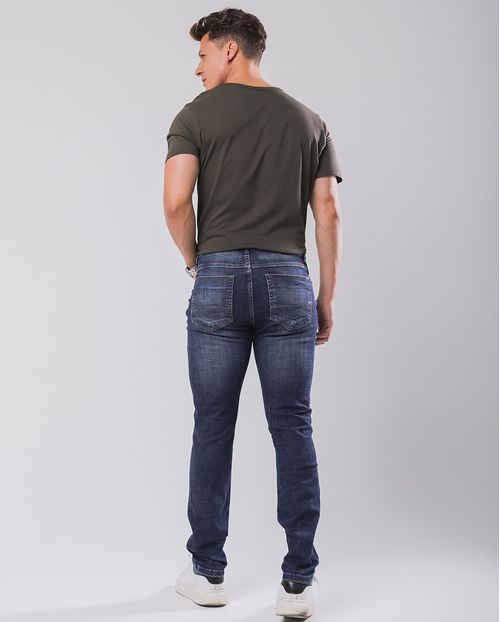 Calça Jeans Slim Fit Masculina Básica 23637 Escura