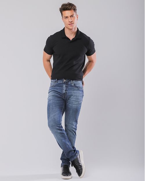 Calça Jeans Slim Fit Masculina com Elastano 23788 Médio/escuro