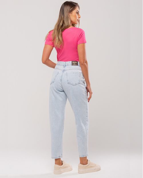 Calça Jeans Mom Feminina Cintura Alta 101vibes Algodão 00101 Ice
