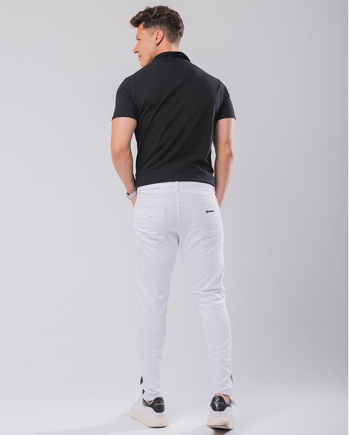Calça Masculina Super Skinny Faixa Lateral 21490 Branco