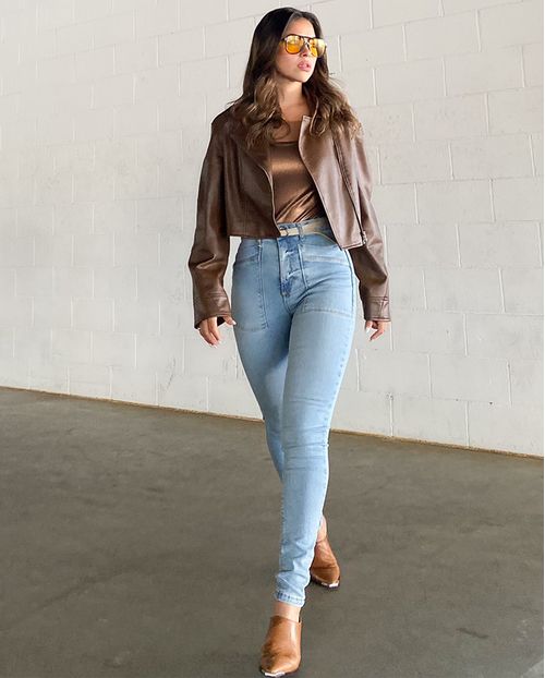 Calça Jeans Skinny Hot Feminina Cintura Alta com Cinto 23715 Clara C Used