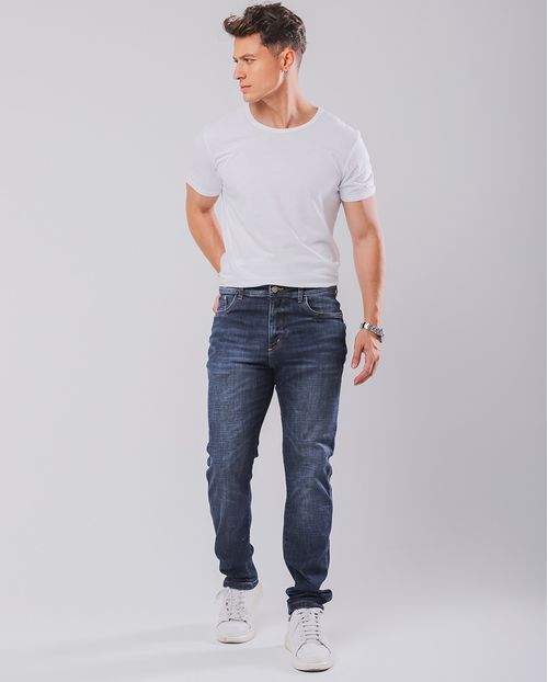 Calça Jeans Slim Fit Masculina Básica 23693 Escura