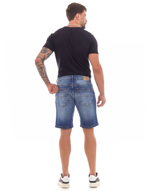 Bermuda Jeans Masculina com Detalhes Nos Bolsos 23450 Média
