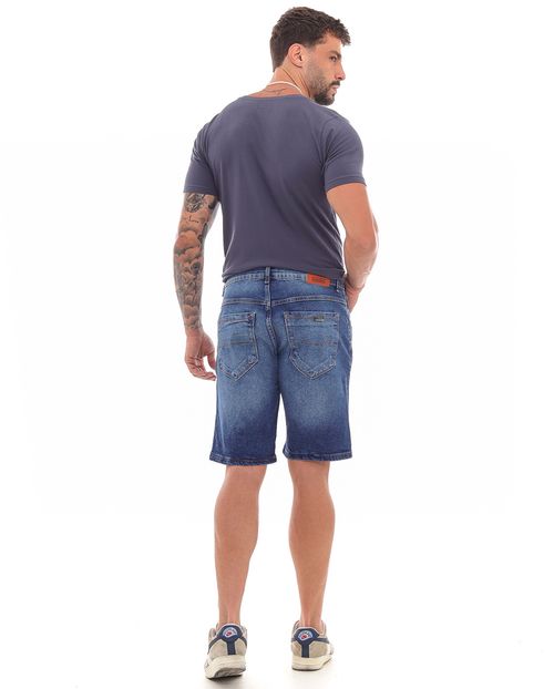 Bermuda Jeans Masculina com Detalhe de Costura Nos Bolsos 23449 Escura