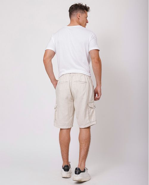 Bermuda Linho Cargo Masculina com Cordão 23769 Linho
