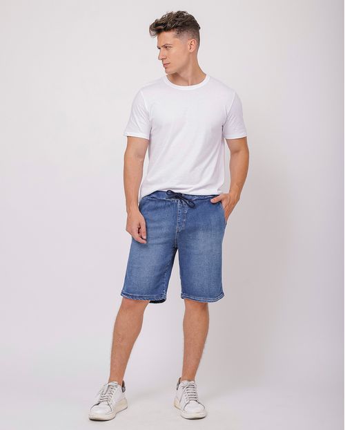 Bermuda Jeans Masculina Cós de Elastico 23854 Médio/escuro