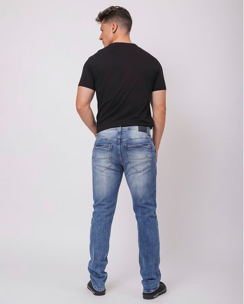 Calça Jeans Slim Fit Masculina Detalhe Costura 23858 Média