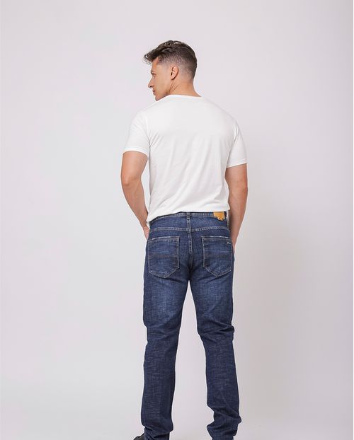 Calça Jeans Slim Fit Masculina Detalhe Bolso 23726 Escura com Used