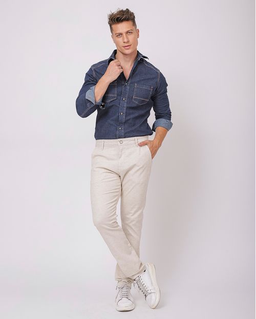 Calça Linho Chino Masculina Básica 23819 Linho