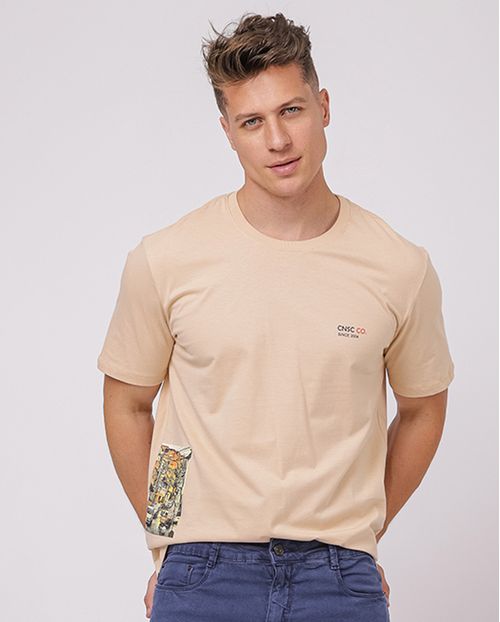 Camiseta Masculina Estampada 80071 Marrom