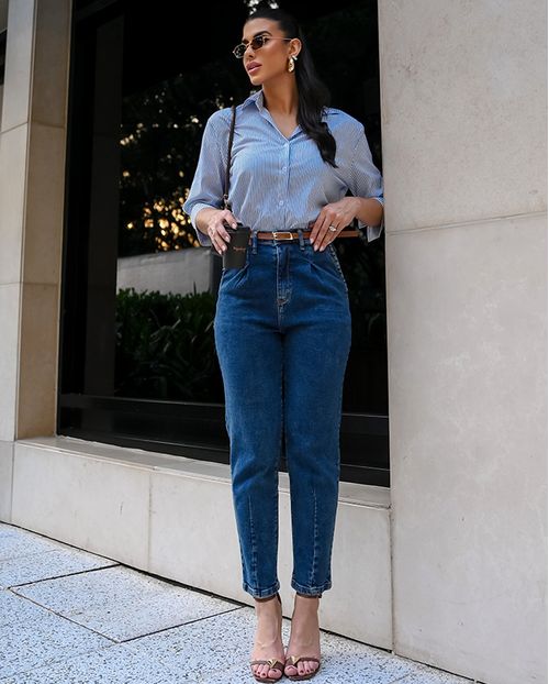 Calça Jeans Slouchy Feminina Cintura Alta Básica 23739 Sujinha