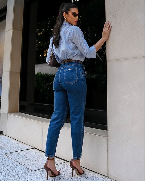 Calça Jeans Slouchy Feminina Cintura Alta Básica 23739 Sujinha