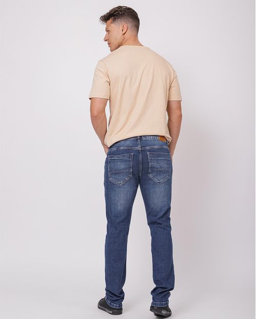 Calça Jeans Slim Fit Masculina com Elastano Detalhe Costura 23856 Escura