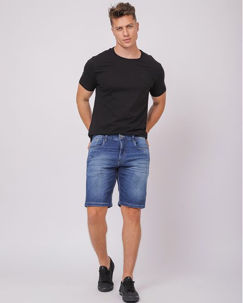 Bermuda Jeans Masculina com Elastano Básica 23855 Médio/escuro