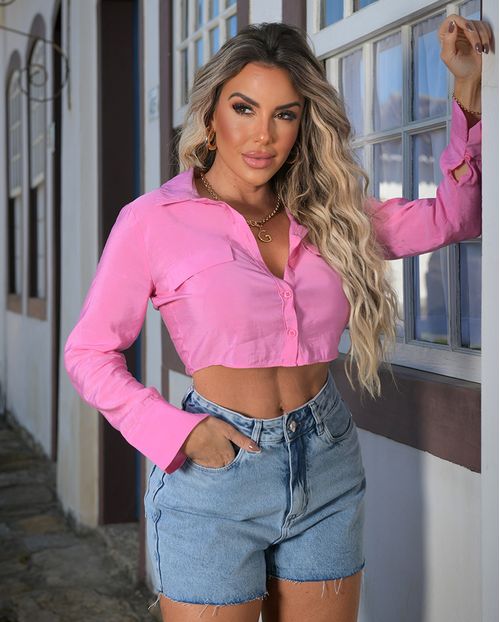Shorts Jeans Mom Feminino Cintura Alta Barra No Fio 23127 Sky