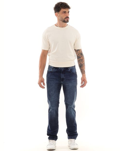 Calça Jeans Slim Fit Masculina com Elastano Básica 23578 Escura