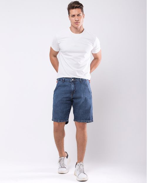 Bermuda Jeans Chino Masculina Básica 23723 Médio/escuro