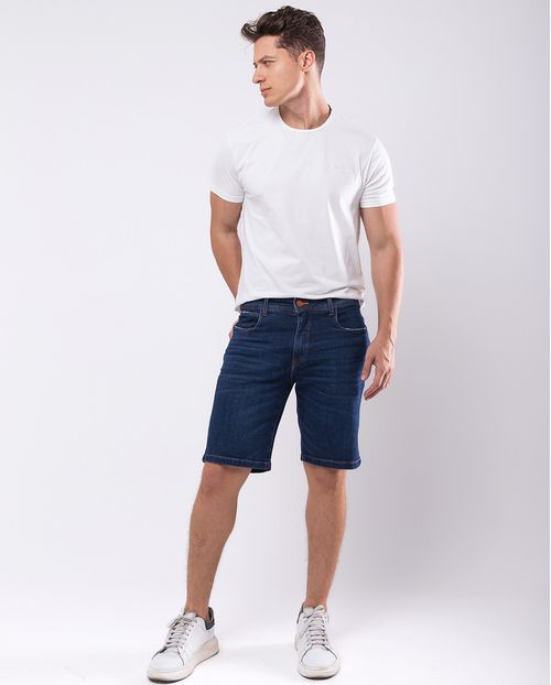 Bermuda Jeans Masculina com Elastano Básica Detalhe Costura 23919 Escura