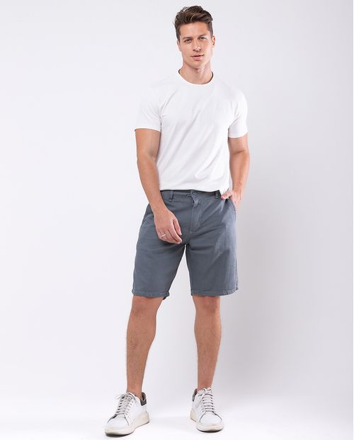 Bermuda Sarja Masculina Chino Básica 24184 Cinza
