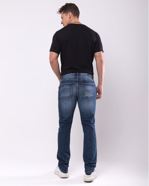 Calça Jeans Slim Fit Masculina Básica com Elastano 23852 Escura