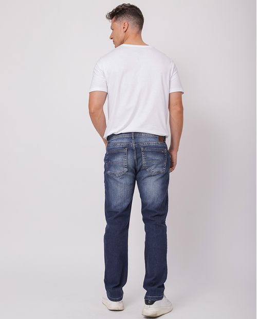 Calça Jeans Slim Fit Masculina com Elastano Detalhe Bolso 23829 Escura