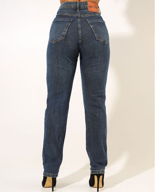 Calça Jeans Reta Feminina Cintura Alta com Elastano 23899 Sujinha Escura