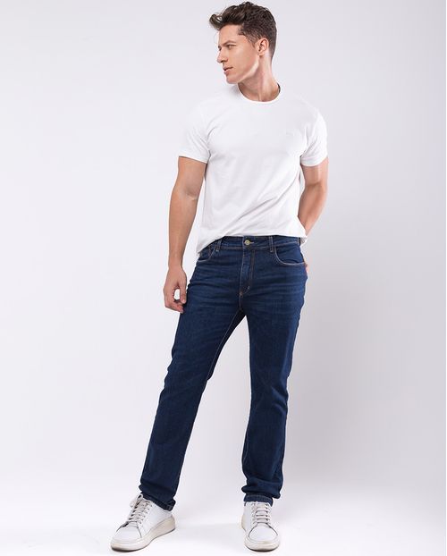 Calça Jeans Slim Fit Masculina Detalhe Bolso 23913 Escura