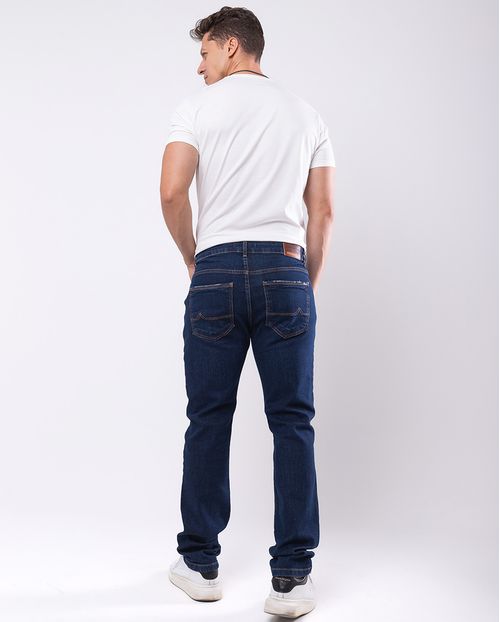 Calça Jeans Slim Fit Masculina Detalhe Bolso 23913 Escura