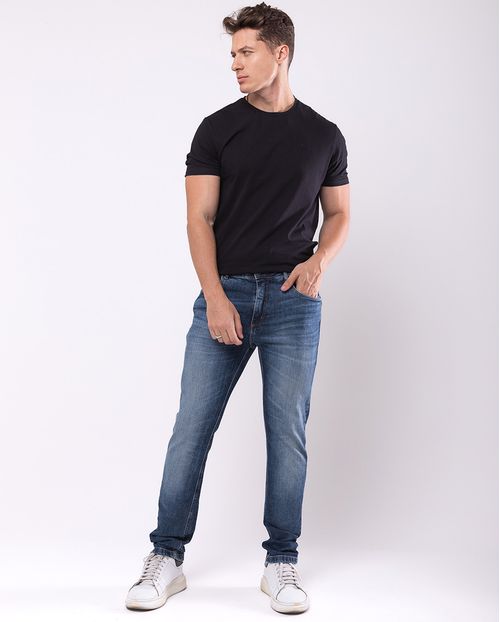 Calça Jeans Slim Fit Masculina Básica com Elastano 24177 Escura