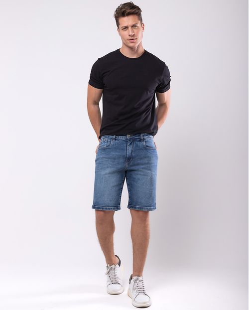 Bermuda Jeans Masculina Básica com Elastano 23920 Médio/escuro
