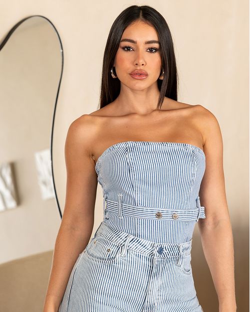 Top Sarja Feminino Listrado com Lastex 23927 Clara