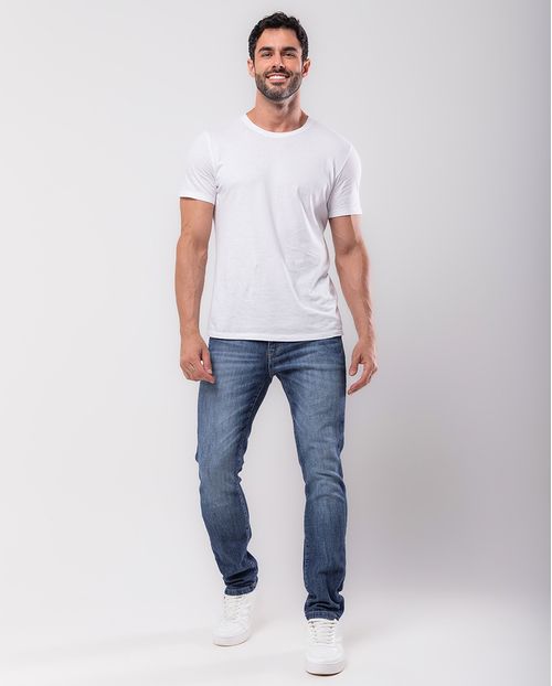 Calça Jeans Slim Fit Masculina Detalhe Bolso 24176 Escura