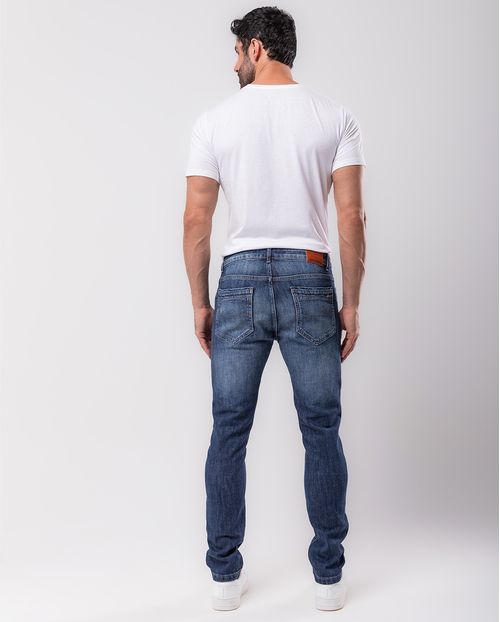 Calça Jeans Slim Fit Masculina Detalhe Bolso 24176 Escura