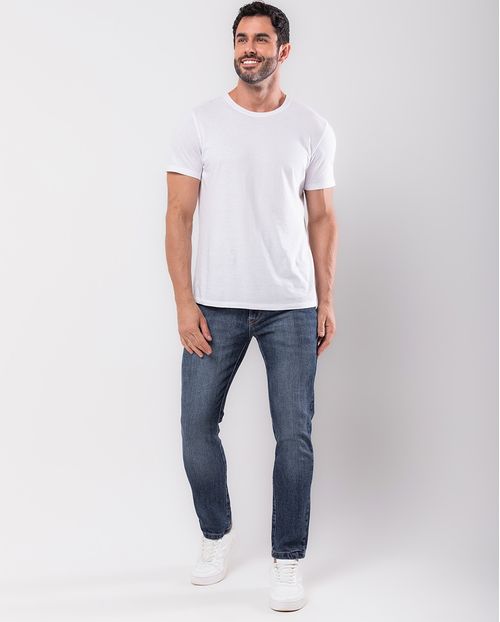 Calça Jeans Slim Fit Masculina com Jogo de Costura 23807 Escura