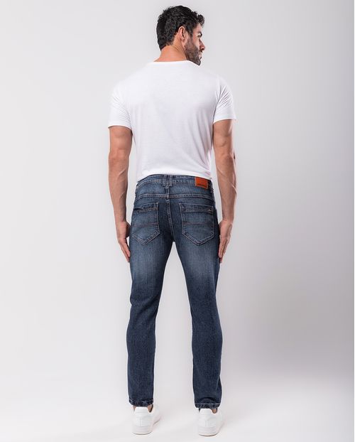 Calça Jeans Slim Fit Masculina com Jogo de Costura 23807 Escura