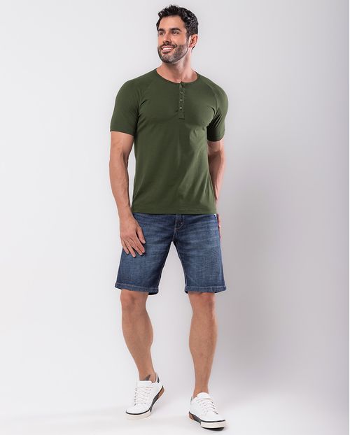 Bermuda Jeans Masculina Básica com Elastano 24212 Escura
