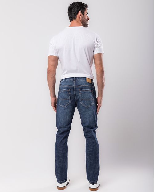 Calça Jeans Slim Fit Masculina com Elastano Detalhe Botão 24211 Escura