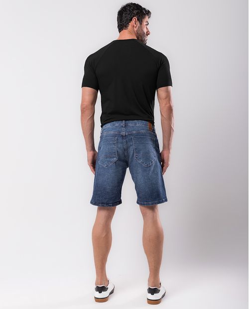 Bermuda Jeans Masculina Slim Fit com Elastano 24213 Escura