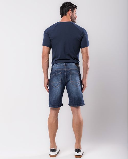 Bermuda Jeans Masculina Slim Fit Detalhes de Puídos 24214 Média
