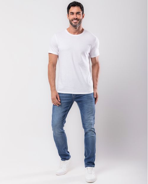 Calça Jeans Slim Fit Masculina Detalhe de Bolso Diferenciado 23861 Média