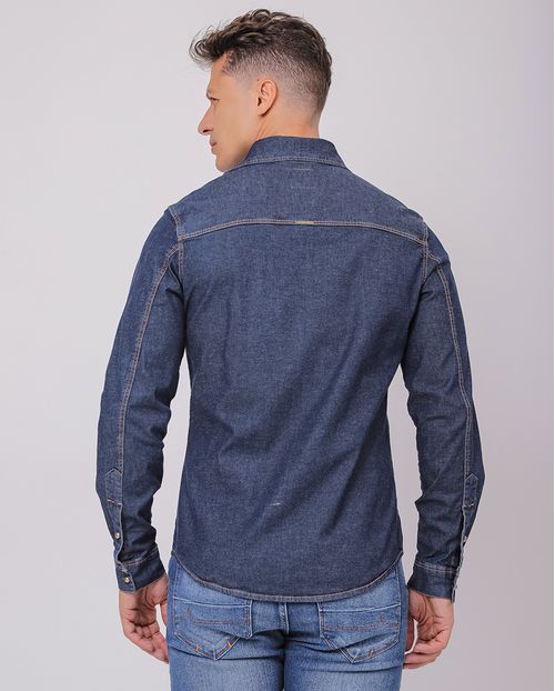 Camisa Jeans Masculina Básica 23639 Escura