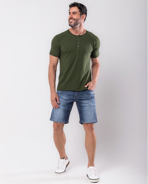 Bermuda Jeans Masculina Básica com Elastano 23922 Médio/escuro