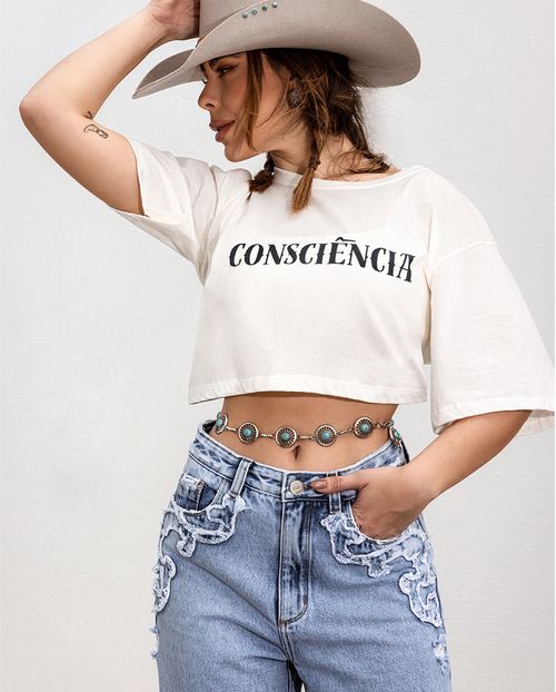 Cropped Feminino Consciência Ana Castela 90553 Off White