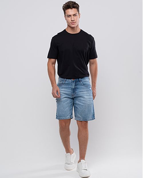 Bermuda Jeans Slim Fit Masculina Básica Algodão 24230 Média