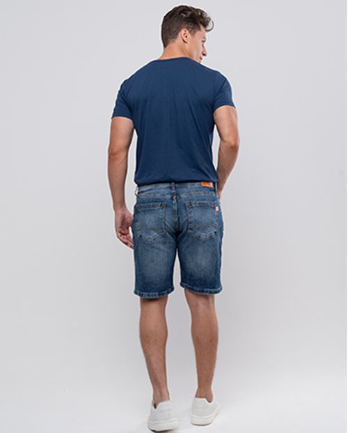 Bermuda Jeans Slim Fit Masculina com Elastano 24246 Escura