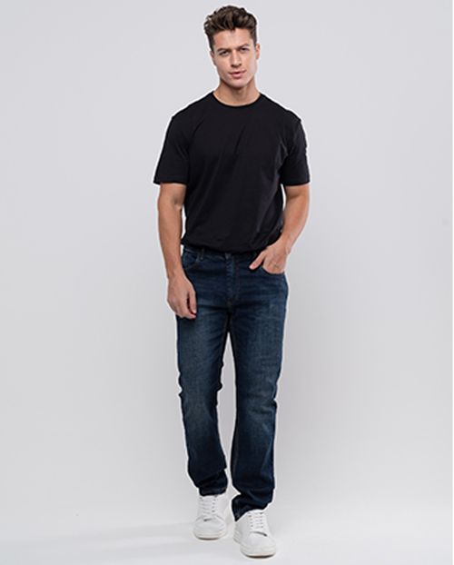 Calça Jeans Slim Fit Masculina Básica com Elastano 24244 Escura