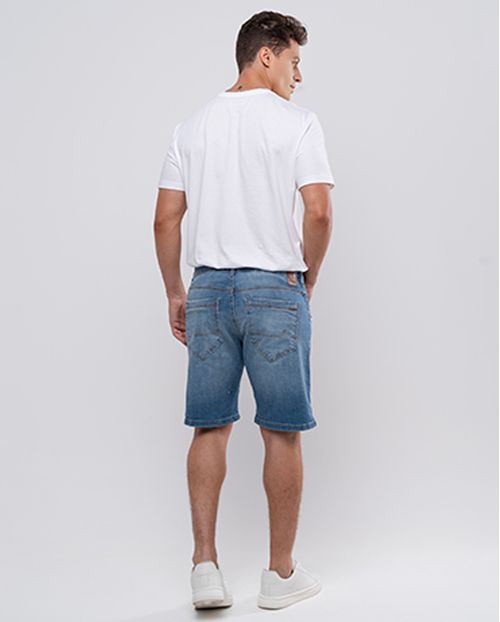 Bermuda Jeans Masculina Slim Fit com Detalhe No Bolso 24280 Média