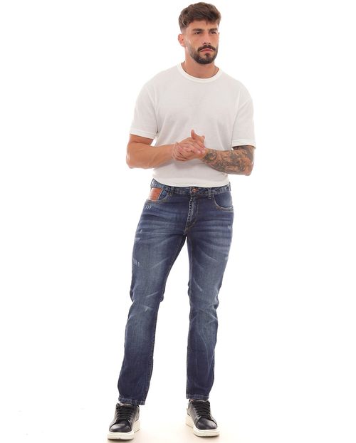 Calça Jeans Slim Fit Masculina Detalhe Bolso 22958 Escura